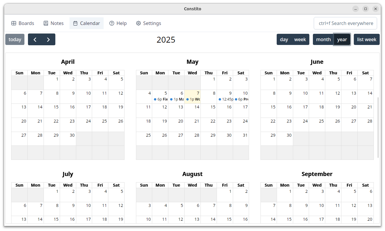 year view