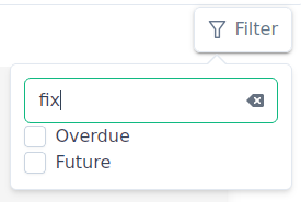 filter with input text and checkboxes